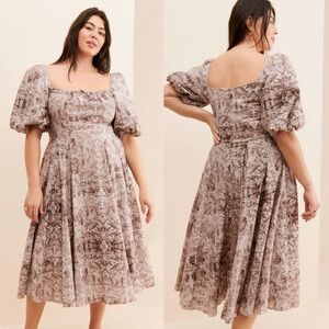 Selkie The Day Midi Dress Brown Toile Vintage